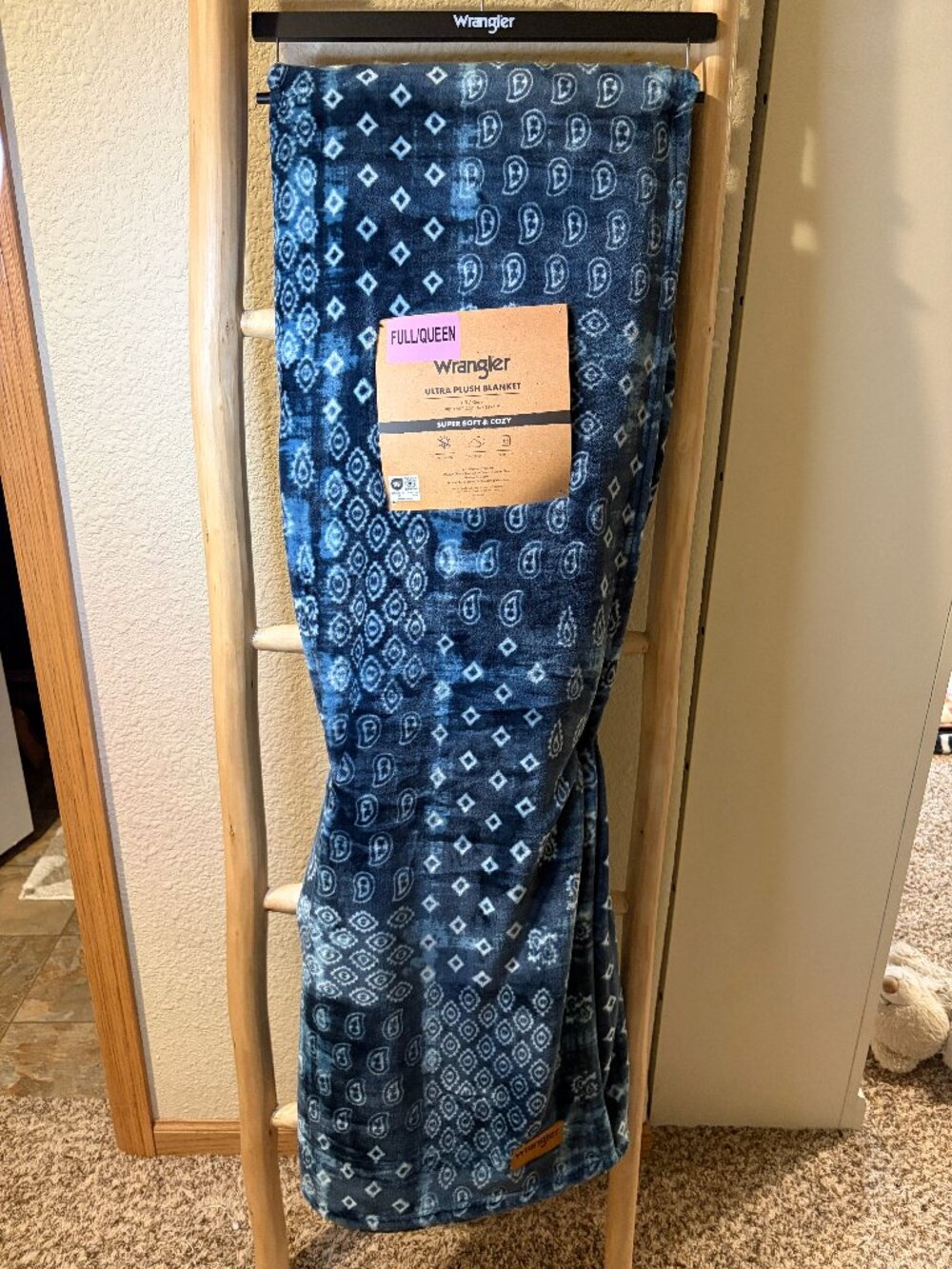 Wrangler Western Paisley Full Queen Plush Blanket Ranch Cabin Bedding NWT